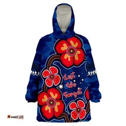 australia anzac wearable blanket hoodie lest we forget camouflage mix aboriginal poppies and slouch hat
