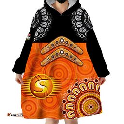 perth scorchers cricket wearable blanket hoodie aboriginal double boomerang