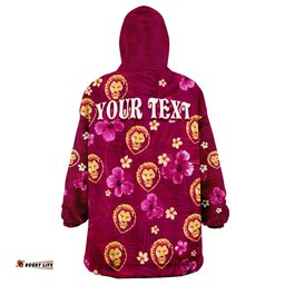 custom personalised lions football brisbane premiers tropical flowers simple wearable blanket hoodie