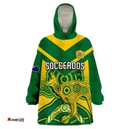 custom text and number australia soccer wearable blanket hoodie champions aboriginal kangaroos world cup football socceroos
