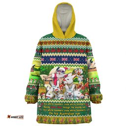 Australia Christmas Custom Six White Boomers Wearable Blanket Hoodie Aussie Oodie