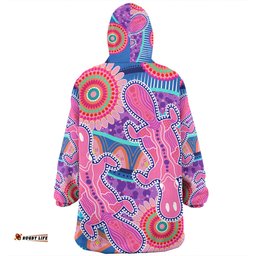 Australia Platypus Aboriginal Pink Platypus With Aboriginal Art Dot Painting Patterns Inspired Wearable Blanket Hoodie Aussie Oodie