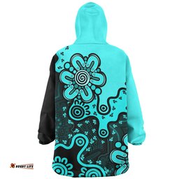 Australia Aboriginal Style Of Background Turquoise Wearable Blanket Hoodie Aussie Oodie