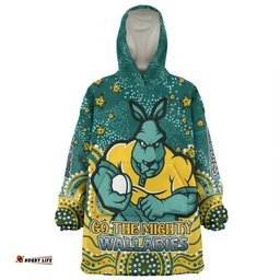 Australia Wallabies Custom Custom With Aboriginal Inspired Style Of Dot Painting Patterns Wearable Blanket Hoodie Aussie Oodie
