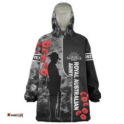Australia Custom Royal Australian Army Anzac Day Camouflage Style Wearable Blanket Hoodie Aussie Oodie