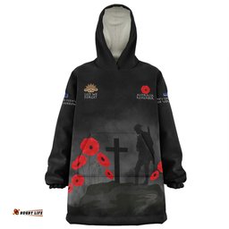 Australia Anzac Day Australia Remember Black Wearable Blanket Hoodie Aussie Oodie