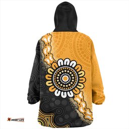 Australia Aboriginal Indigenous Dot Painting Half People Setting Symbols Wearable Blanket Hoodie Aussie Oodie