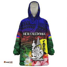 Australia South Sea Islanders I'm New Caledonian In Polynesian Style With Tropical Hibiscus Flowers Wearable Blanket Hoodie Aussie Oodie