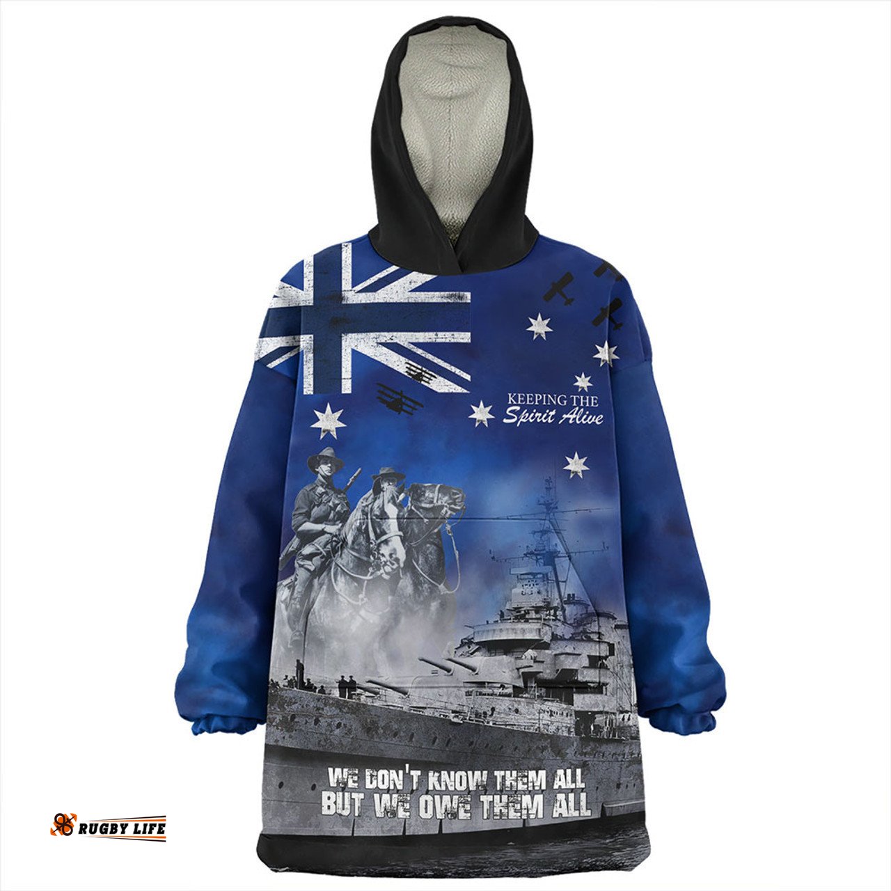 Australia Remember All The Battles Fought Blue Wearable Blanket Hoodie Aussie Oodie