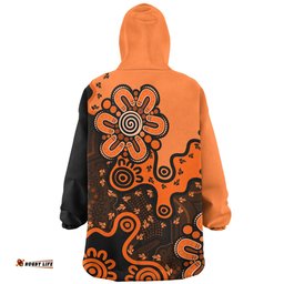 Australia Aboriginal Style Of Background Orange Wearable Blanket Hoodie Aussie Oodie