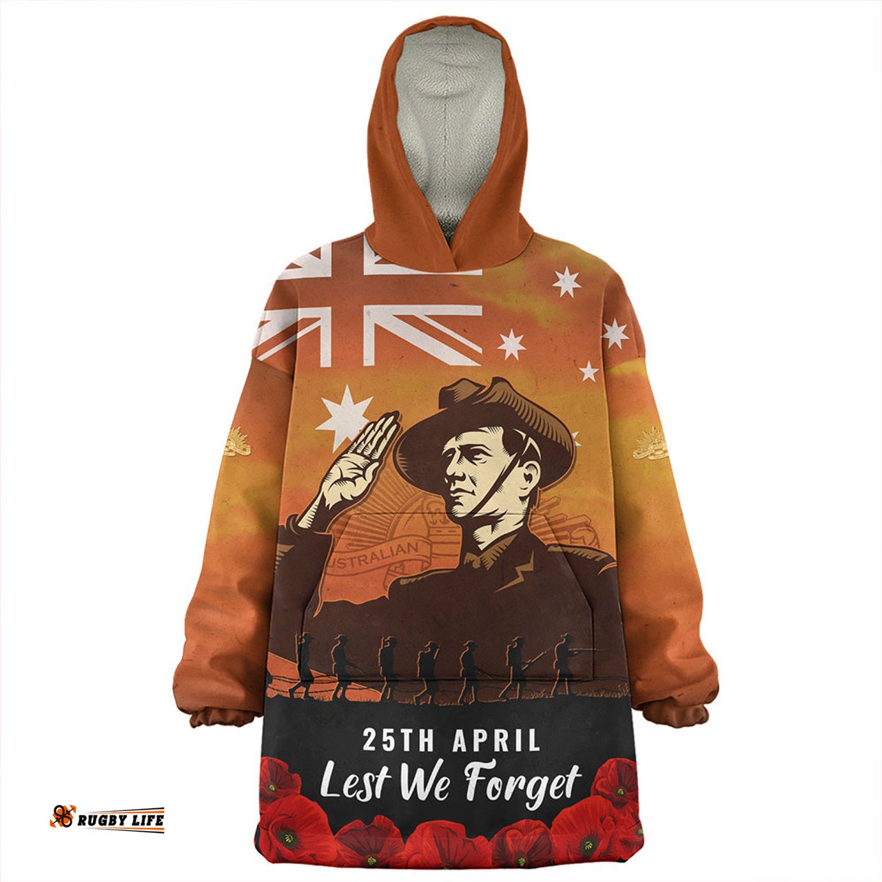 Australia Anzac Day Soldiers Salute To Remember Of Our Heroes Wearable Blanket Hoodie Aussie Oodie