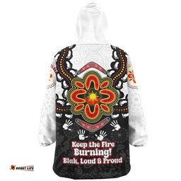 Australia Aboriginal Inspired Naidoc Symbol Pattern White Wearable Blanket Hoodie Aussie Oodie