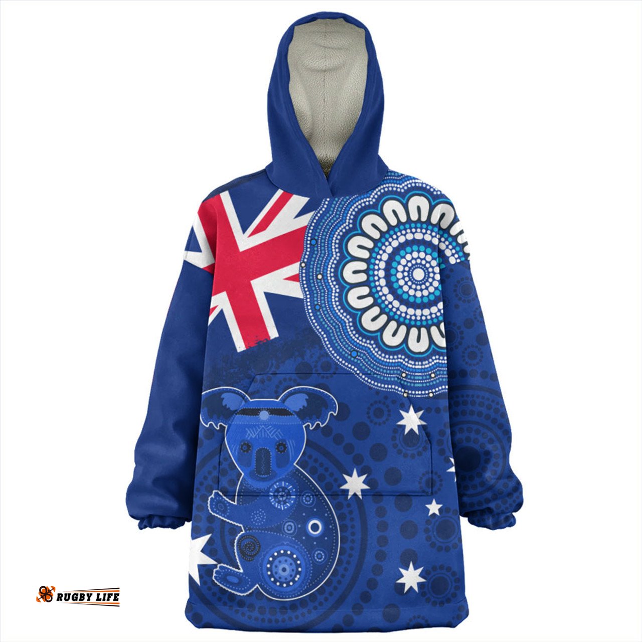 Australia Flag With Koala Aboriginal Wearable Blanket Hoodie Aussie Oodie
