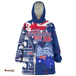 Australia Australia Day Spirit  26th January Special Wearable Blanket Hoodie Aussie Oodie
