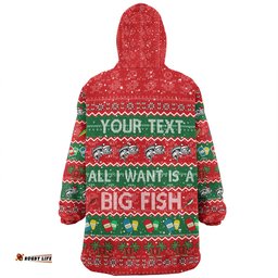 Australia Christmas Custom Merry Fishmas All I Want is a Big Fish Wearable Blanket Hoodie Aussie Oodie