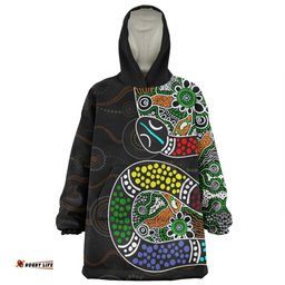 Australia Rainbow Serpent Aboriginal Dreamtime Rainbow Serpent Contemporary Style Wearable Blanket Hoodie Aussie Oodie