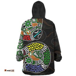 Australia Rainbow Serpent Aboriginal Dreamtime Rainbow Serpent Contemporary Style Wearable Blanket Hoodie Aussie Oodie