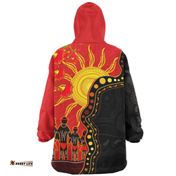 Australia Indigenous Dot Painting Inspired By The Aboriginal Flag Wearable Blanket Hoodie Aussie Oodie