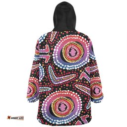 Australia Dot Painting Inspired Aboriginal Boomerang From Aboriginal Art Wearable Blanket Hoodie Aussie Oodie