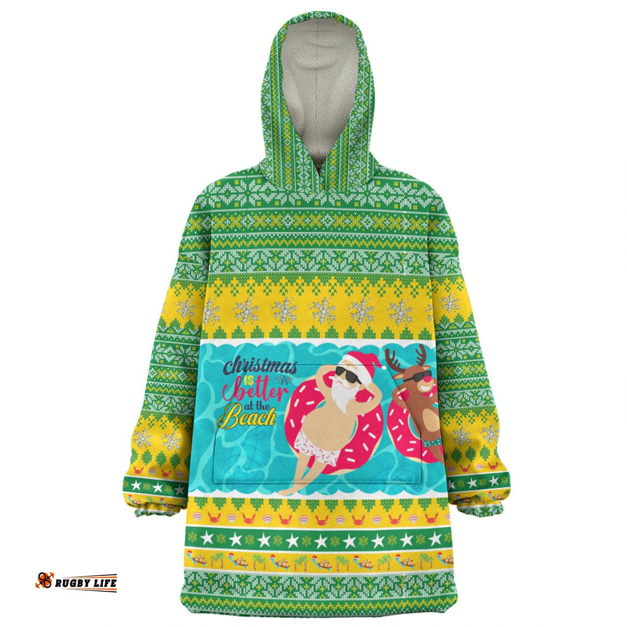 Australia Christmas Custom Christmas Is Better At The Beach Wearable Blanket Hoodie Aussie Oodie