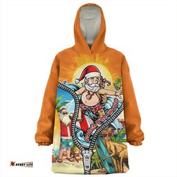 Australia Christmas Down Under Santa's Beach Escape Wearable Blanket Hoodie Aussie Oodie
