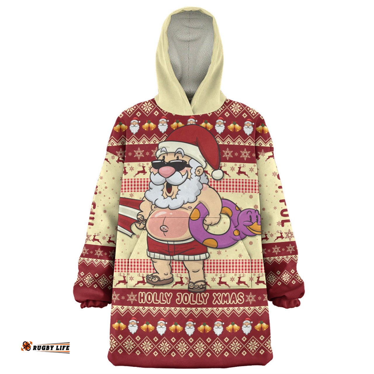 Australia Christmas Custom Aussie Christmas Santa Summer Vibes Wearable Blanket Hoodie Aussie Oodie