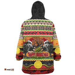 Australia Christmas Aboriginal Custom Aboriginal Dreamtime Wangkarnal Crows Wearable Blanket Hoodie Aussie Oodie
