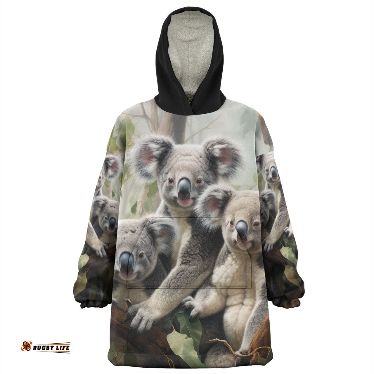 Australia Koala Three Koalas with Gum Trees Ver2 Wearable Blanket Hoodie Aussie Oodie