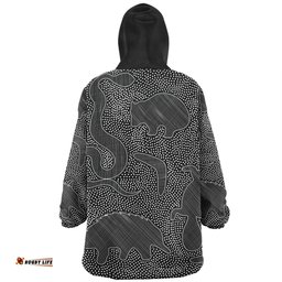 Australia Dot Painting Inspired Aboriginal Aboriginal Dot Grey Art With Animals Wearable Blanket Hoodie Aussie Oodie