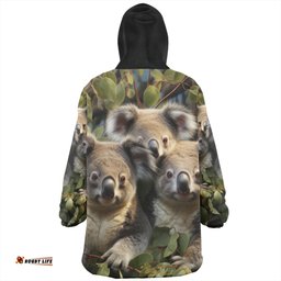 Australia Koala Three Koalas with Gum Trees Ver1 Wearable Blanket Hoodie Aussie Oodie