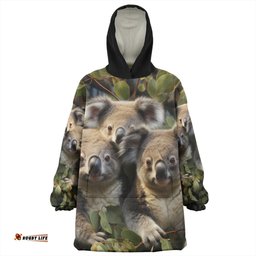 Australia Koala Three Koalas with Gum Trees Ver1 Wearable Blanket Hoodie Aussie Oodie