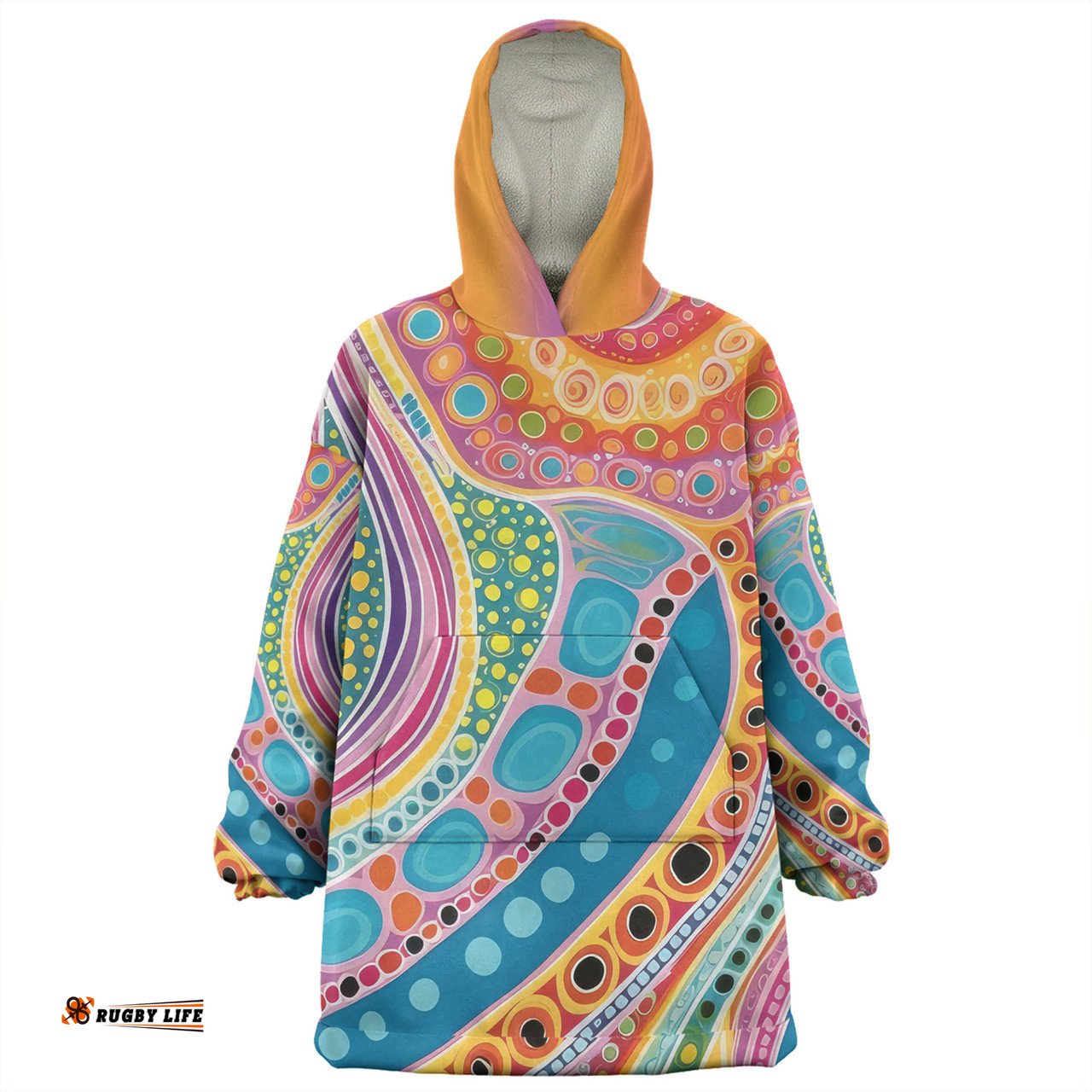 Australia Aboriginal Aboriginal Colourful Dots Art Inspired Wearable Blanket Hoodie Aussie Oodie