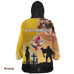 Australia Anzac Day Special Remembrance Day Lest We Forget Wearable Blanket Hoodie Aussie Oodie