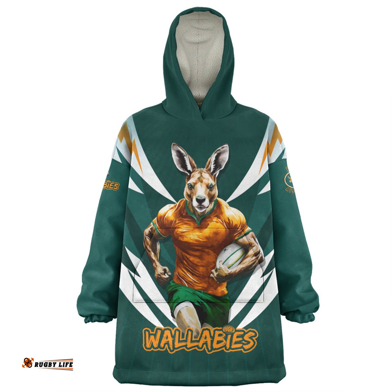Australia Wallabies Championship Sport Style Green Wearable Blanket Hoodie Aussie Oodie