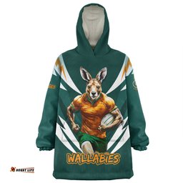 Australia Wallabies Championship Sport Style Green Wearable Blanket Hoodie Aussie Oodie
