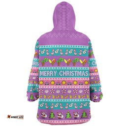 Australia Christmas Custom Aussie Christmas Flamingo Summer Vibes Purple Wearable Blanket Hoodie Aussie Oodie