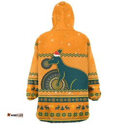 Australia Wallabies Christmas Custom Ugly Xmas And Aboriginal Patterns For Die Hard Fan Wearable Blanket Hoodie Aussie Oodie