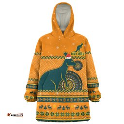 Australia Wallabies Christmas Custom Ugly Xmas And Aboriginal Patterns For Die Hard Fan Wearable Blanket Hoodie Aussie Oodie