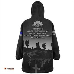Australia Anzac Day Lest We Forget Battlefields Remembered Wearable Blanket Hoodie Aussie Oodie