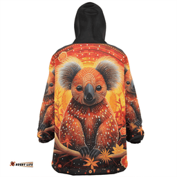 Australia Koala Custom Dreaming Art Koala Aboriginal Inspired Wearable Blanket Hoodie Aussie Oodie