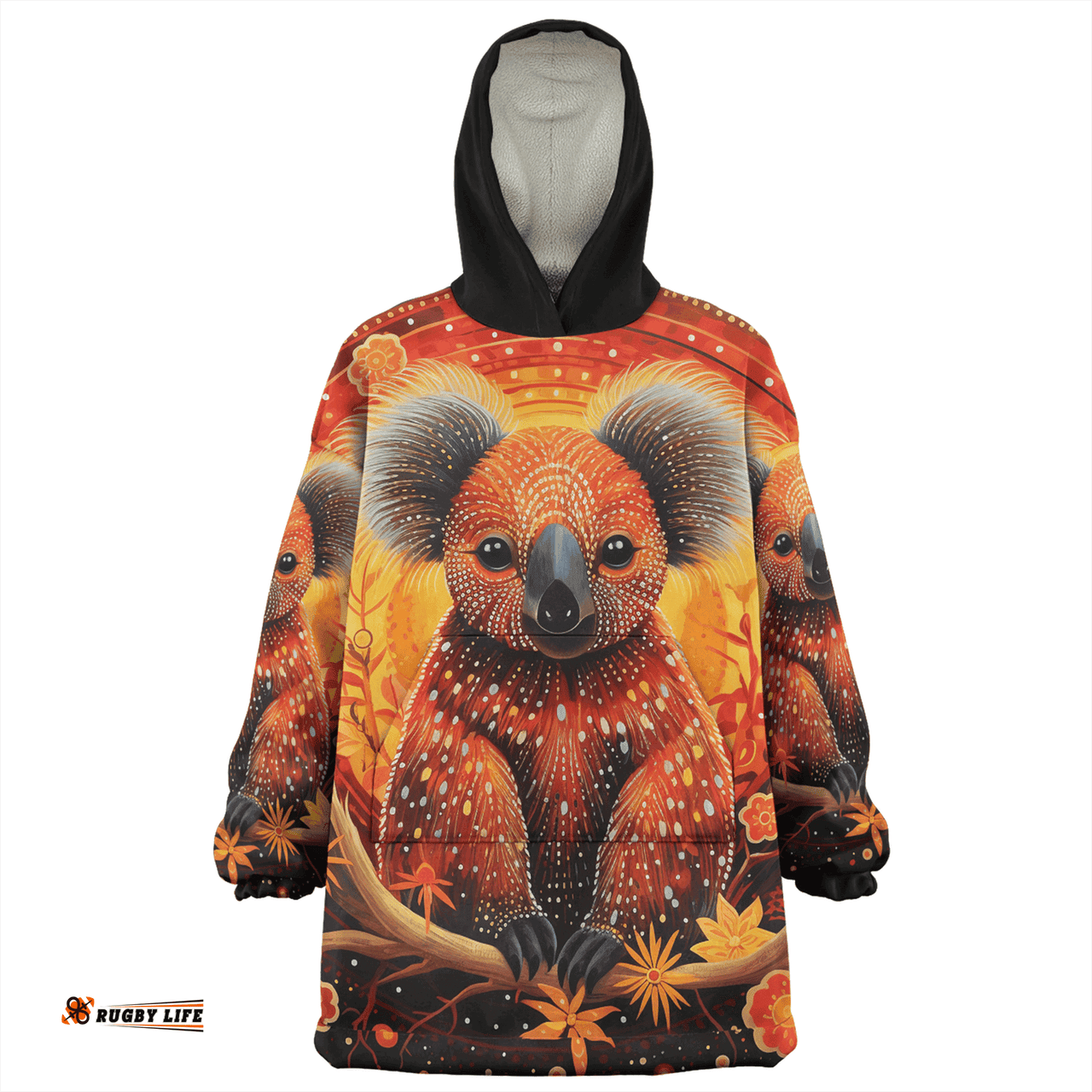 Australia Koala Custom Dreaming Art Koala Aboriginal Inspired Wearable Blanket Hoodie Aussie Oodie