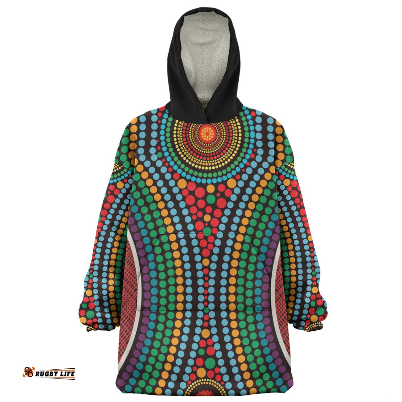 Australia Dot Painting Inspired Aboriginal Dot Color In The Aboriginal Style Wearable Blanket Hoodie Aussie Oodie