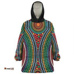 Australia Dot Painting Inspired Aboriginal Dot Color In The Aboriginal Style Wearable Blanket Hoodie Aussie Oodie