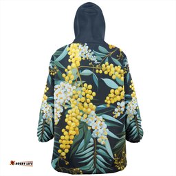 Australia Golden Wattle Golden Wattle Seamless Patterns Blue Background Wearable Blanket Hoodie Aussie Oodie