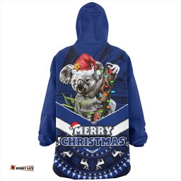 Australia Holiday Koala Merry Christmas Blue Wearable Blanket Hoodie Aussie Oodie