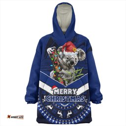 Australia Holiday Koala Merry Christmas Blue Wearable Blanket Hoodie Aussie Oodie