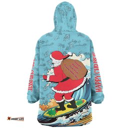 Australia Surfing Christmas Santa Happy Chrissie Tropical Pattern Wearable Blanket Hoodie Aussie Oodie