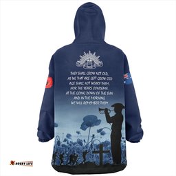 Australia Anzac Day Lest We Forget Blue Wearable Blanket Hoodie Aussie Oodie