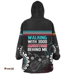 Australia Aboriginal Walking with 3000 Ancestors Behind Me Black Wearable Blanket Hoodie Aussie Oodie