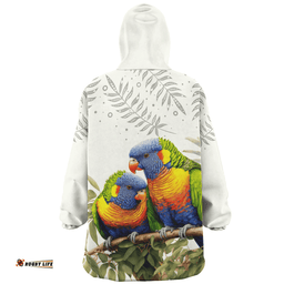 Australia Australia Rainbow Lorikeets Birds Art Inspired Wearable Blanket Hoodie Aussie Oodie